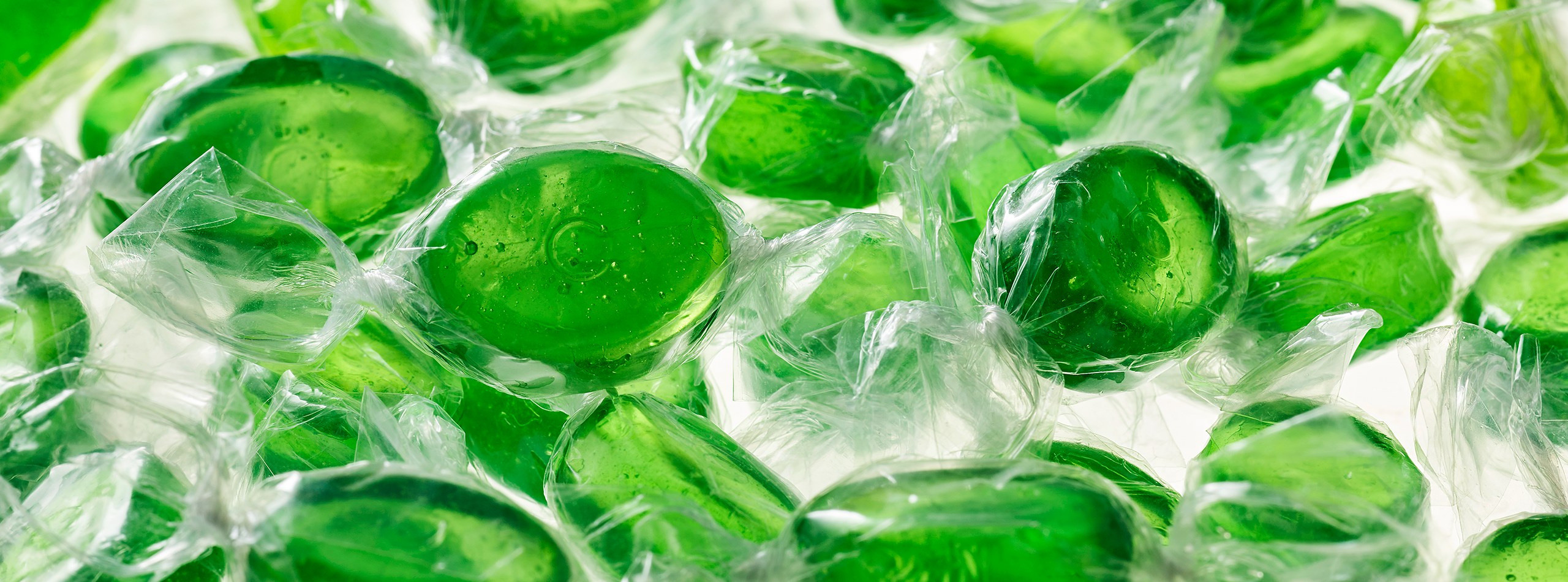 Naturally colored green hard candies