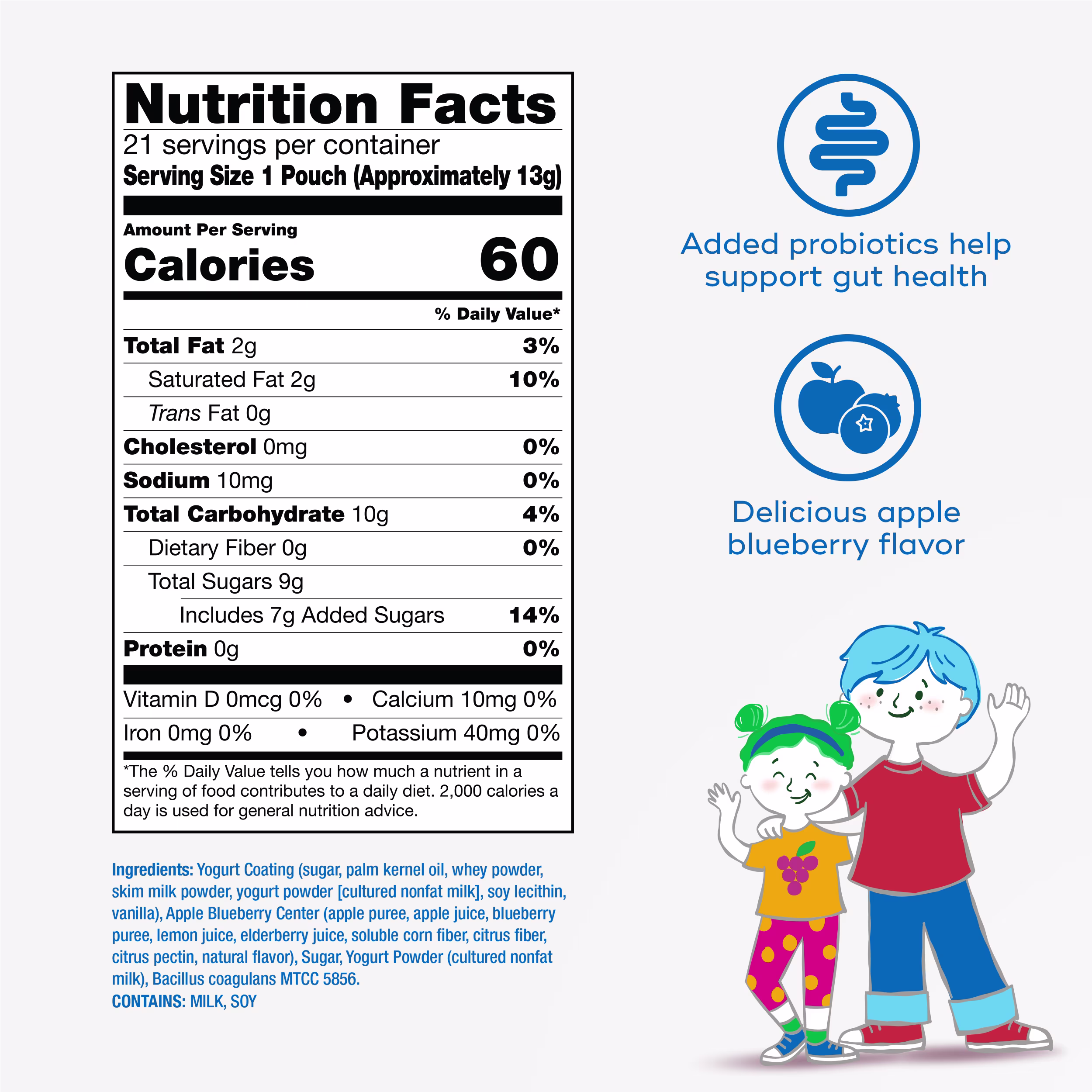 Supplement facts of Align Kids Yogurt Bites