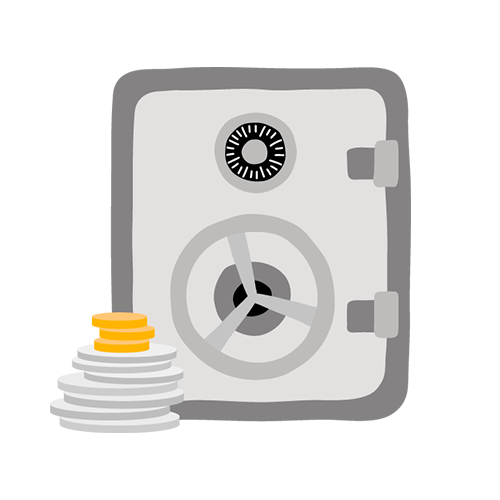 Illustration av kassaskåp