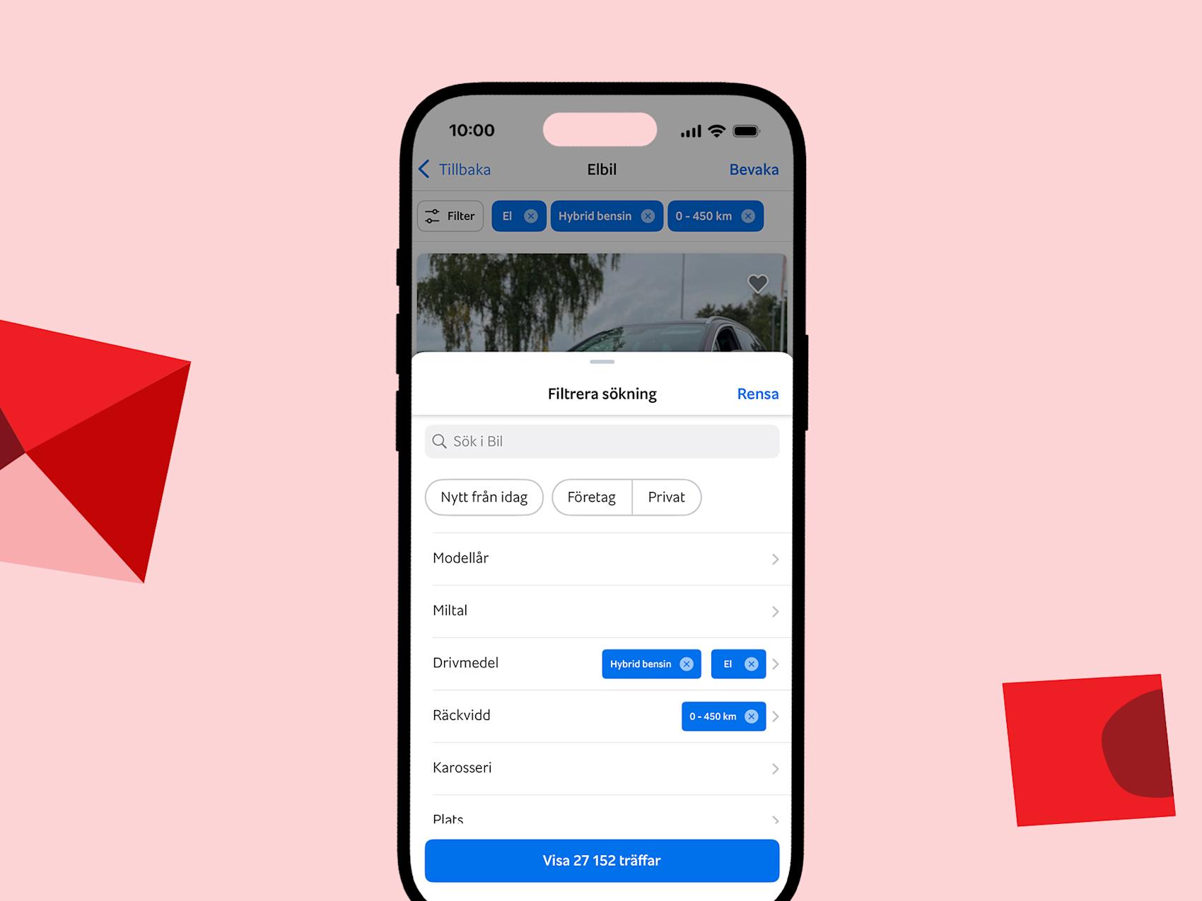 Grafik med mobil som visar filter på Blocket