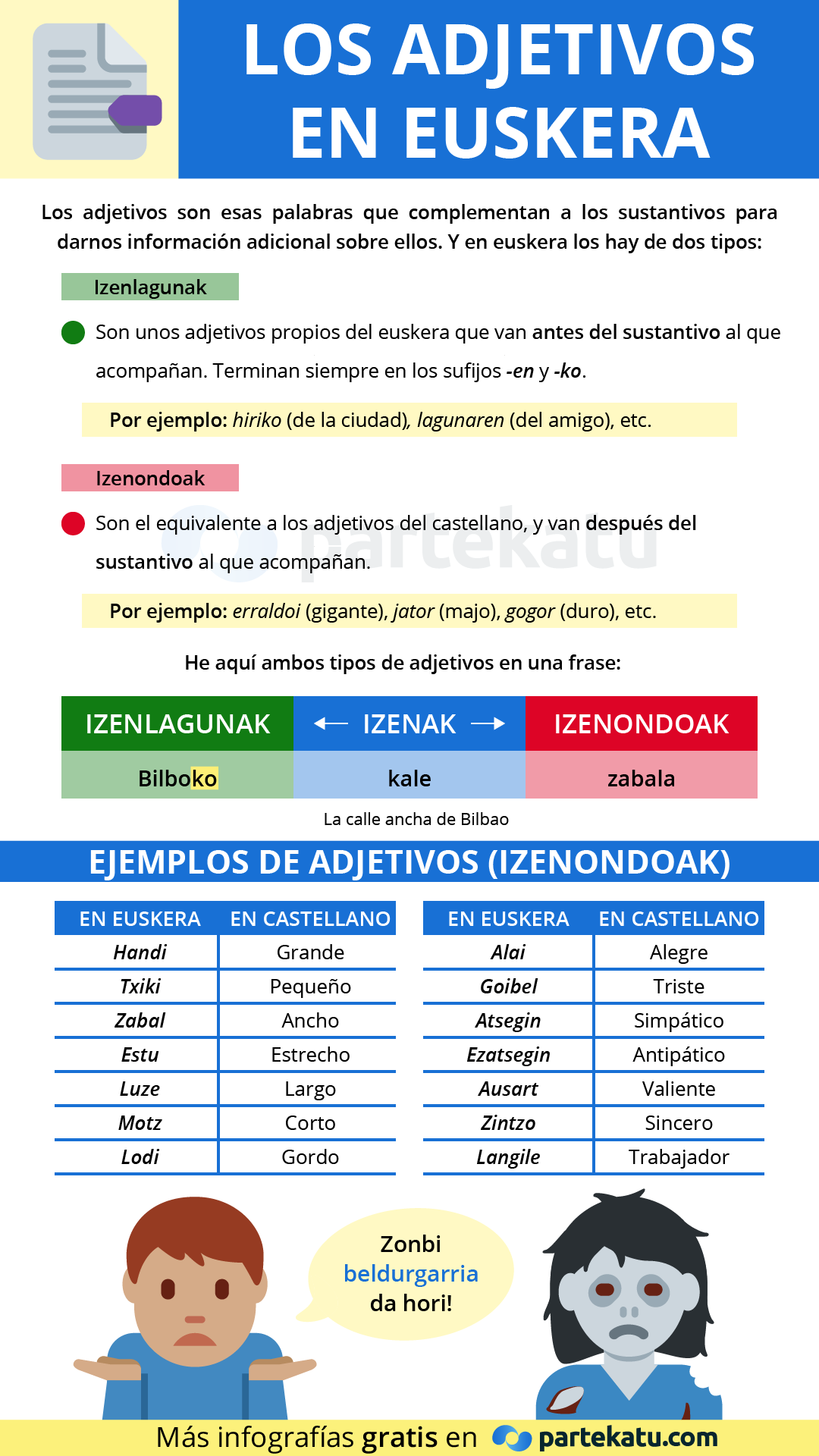 los adjetivos en euskera