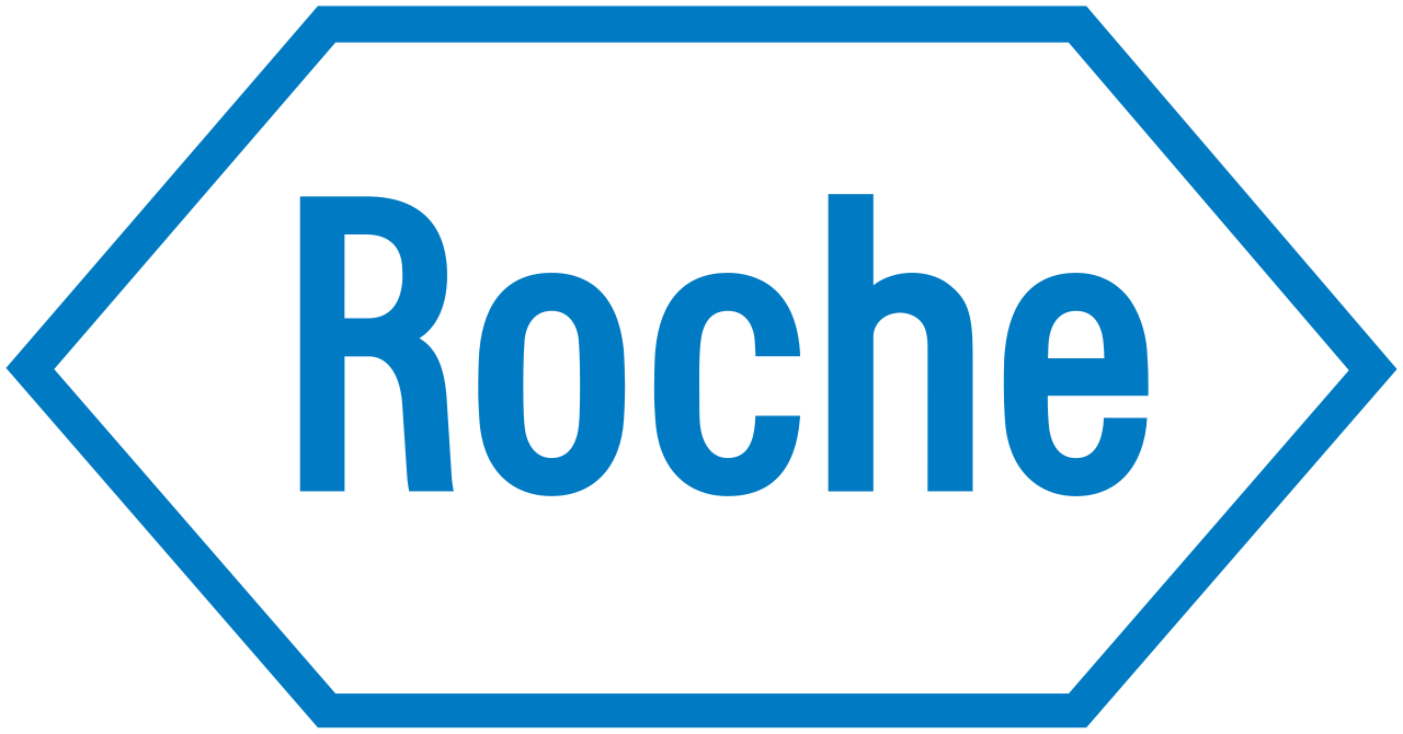 The Roche logo: the word Roche in blue, bold letters, centered inside a blue, hexagonal outline on a white background.