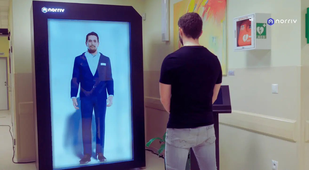 Man and Hologram Box