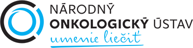 Logo of the National Oncology Institute in Slovakia, featuring a circular blue and black graphic beside the Slovak text Národný Onkologický ústav umenie liečiť.