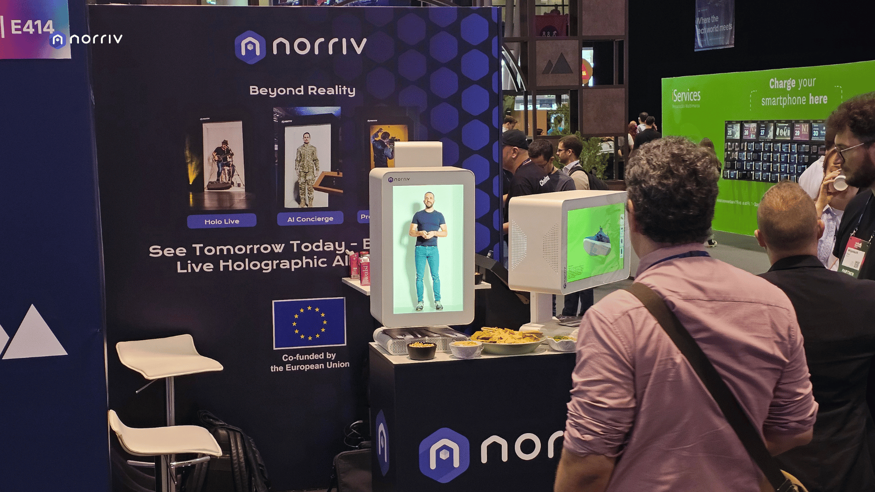 norriv branding with the slogans “Beyond Reality”, “See Tomorrow Today” and “Live Holographic AI”.