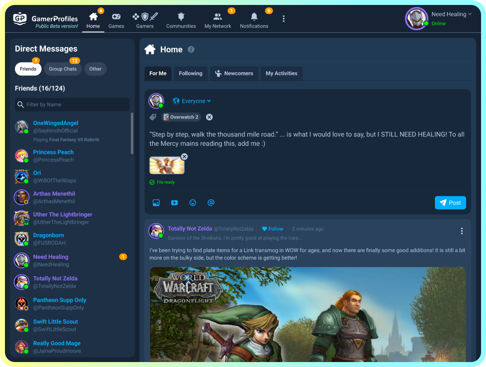 Discover & Share Content through your personalized Feed - GamerProfiles