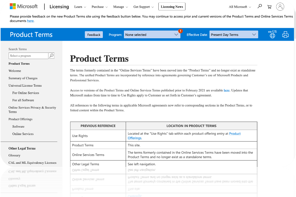 Microsoft Product Terms