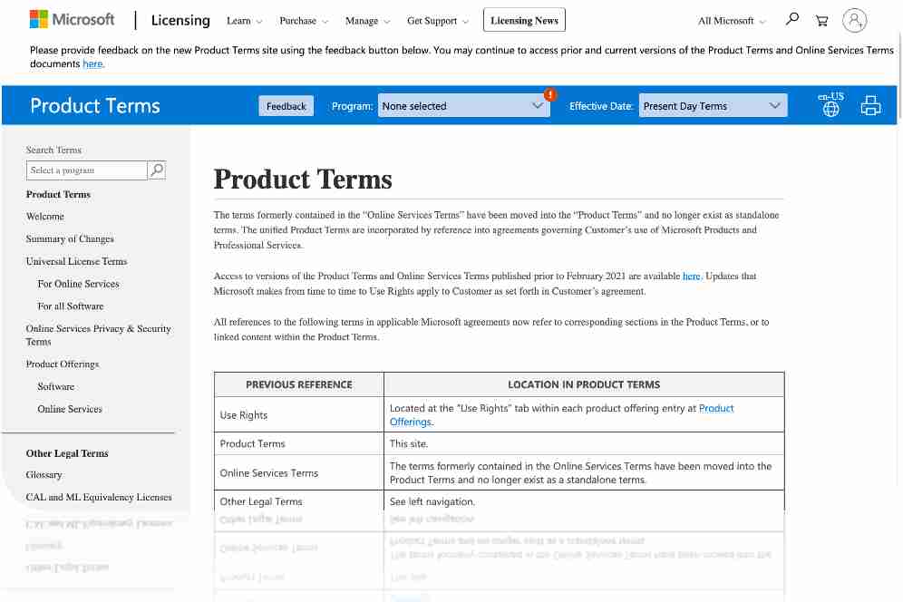 Microsoft Product Terms Microsoft Product Terms