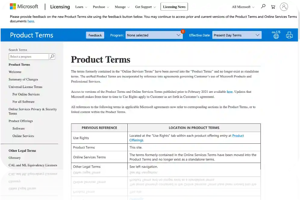 Microsoft Product Terms Microsoft Product Terms