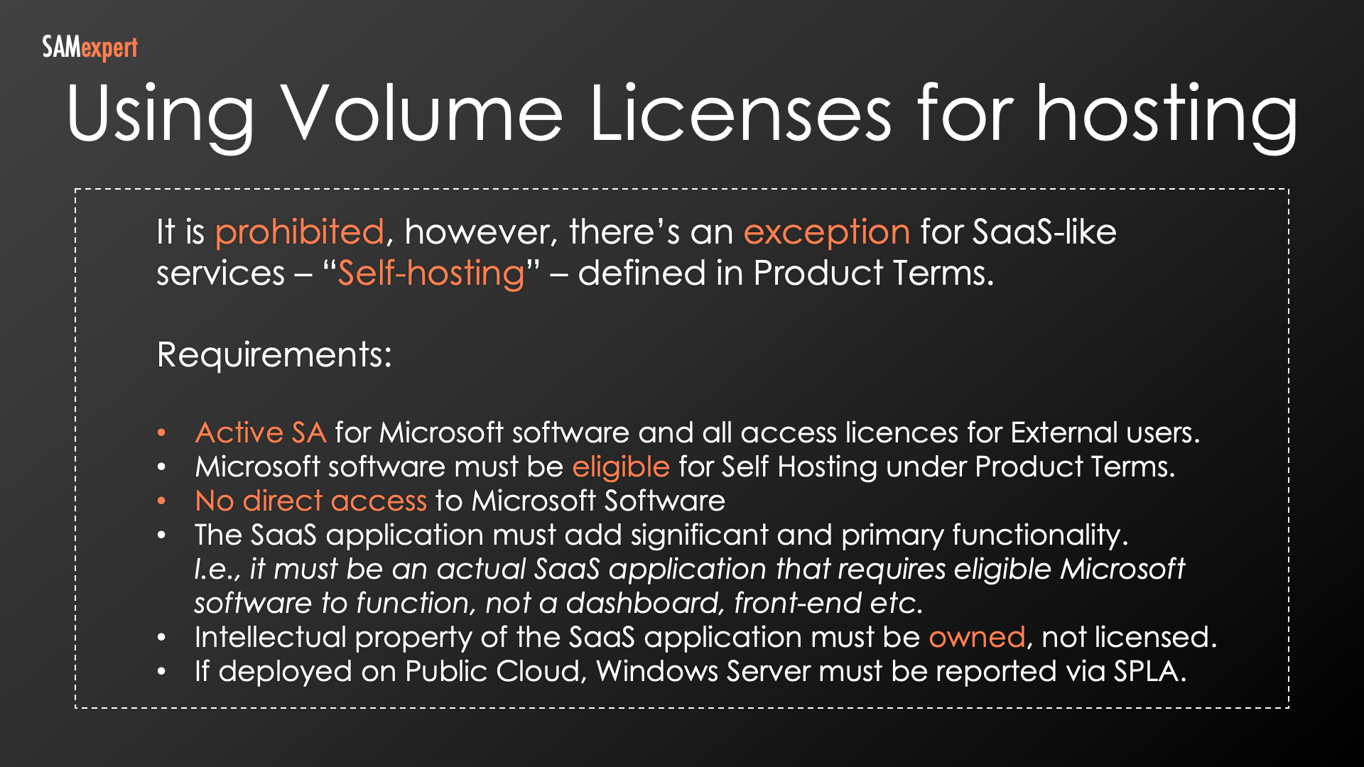 Using Microsoft volume licenses for hosting (self-hosting)