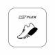 Laufschuh-Symbol in schwarzer Farbe auf weißem Hintergrund mit NXT FLEX Logo
