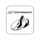 Logo DLT Performance s černým textem a stylizovaným obrázkem boty na bílém čtvercovém pozadí