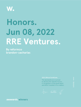 RRE Ventures Awwwards Honorable Mention