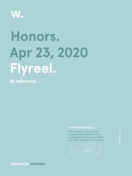 Flyreel Awwwards Honorable Mention