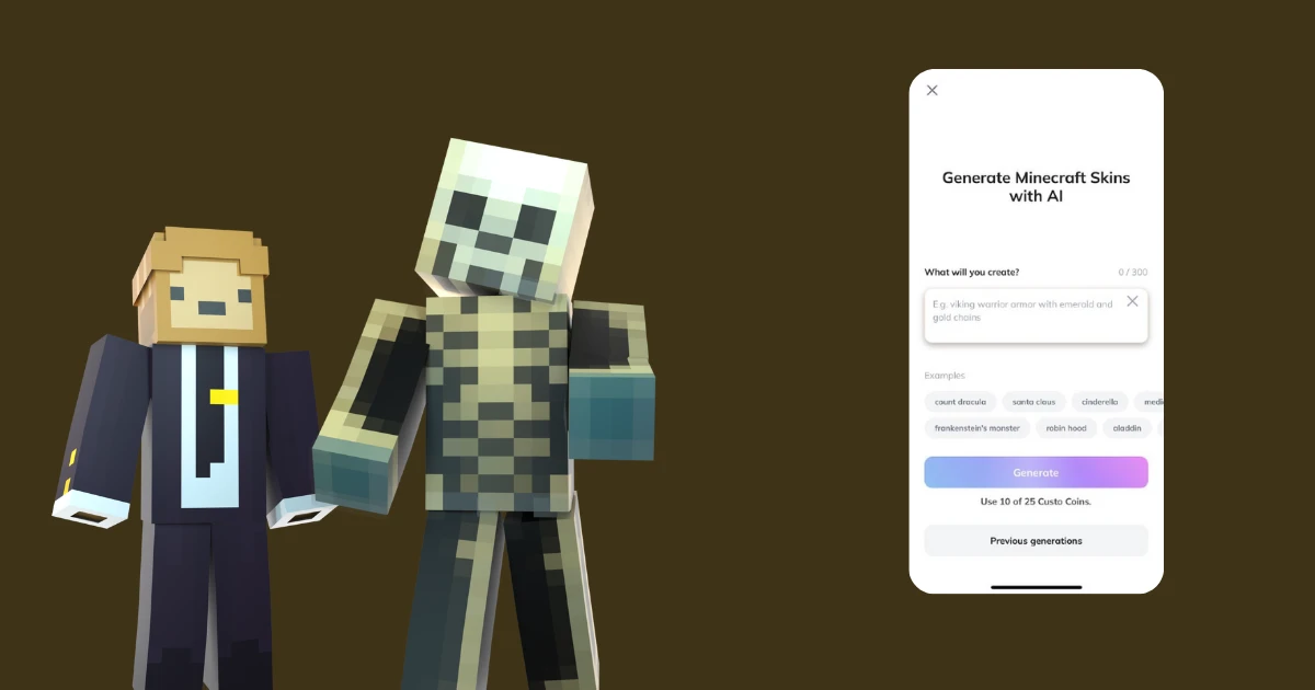 Cover Image for How to create Minecraft skins using Customuse AI on your phone