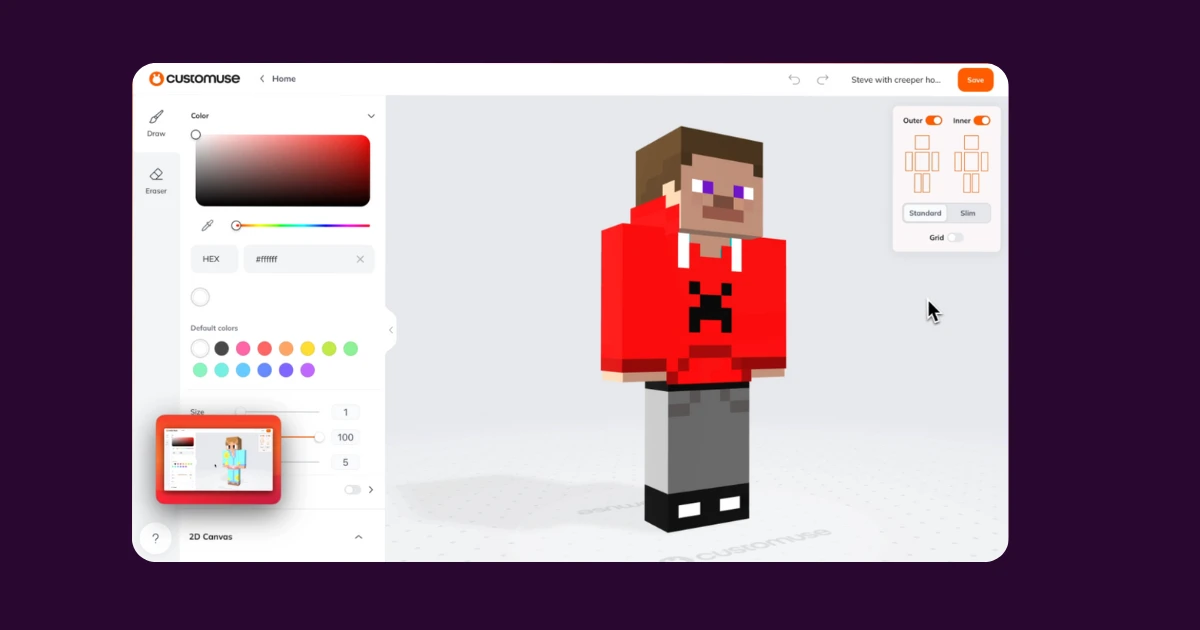 Cover Image for How to create Minecraft skins using Customuse web app