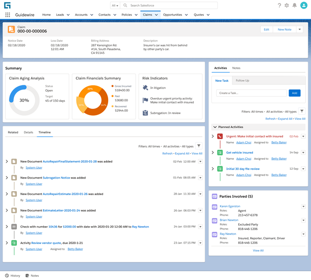 Guidewire Cloud for Salesforce screenshot