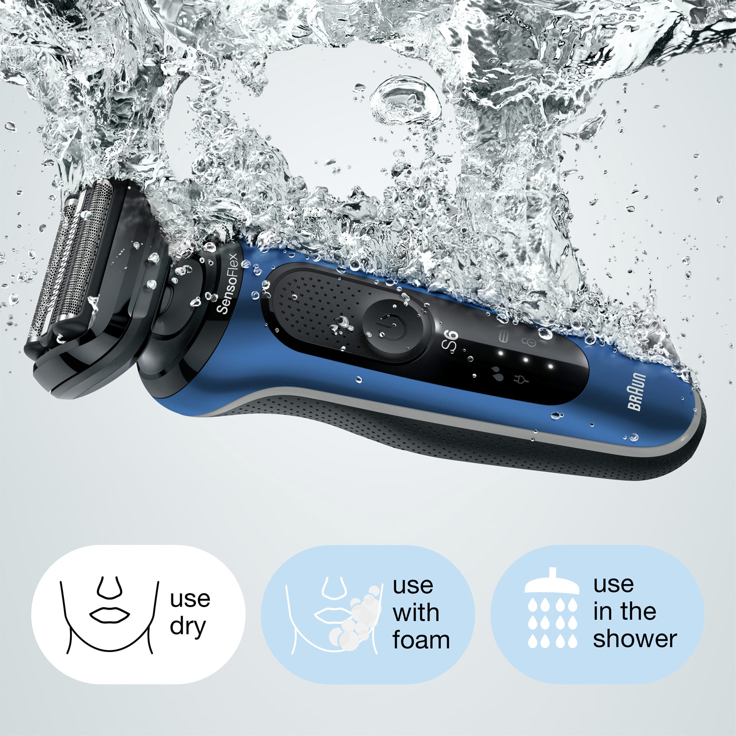 travel | case and & 6 Braun 61-B1500s attachment, 1 Dry Series Wet blue. shaver with SG
