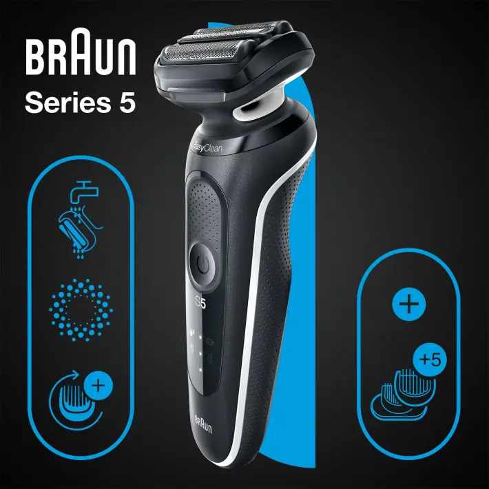 Series 5 51-W1500s Wet & Dry shaver with 1 attachment, white.
