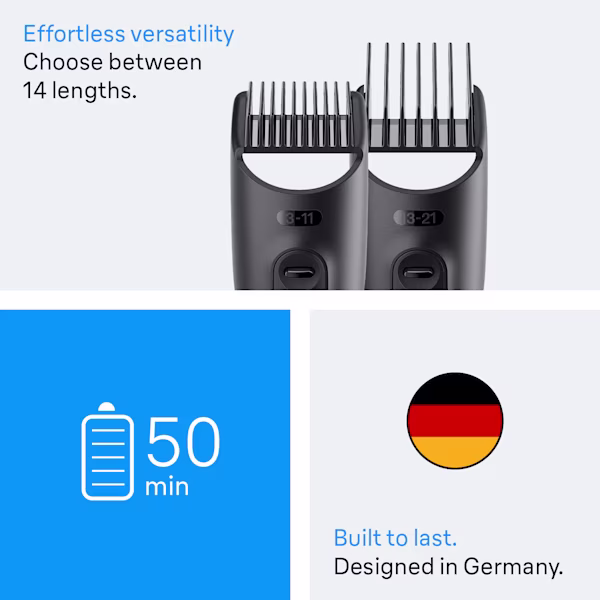 Braun all in one Series 3 adjustable combs, 50min battery runtime and built to last