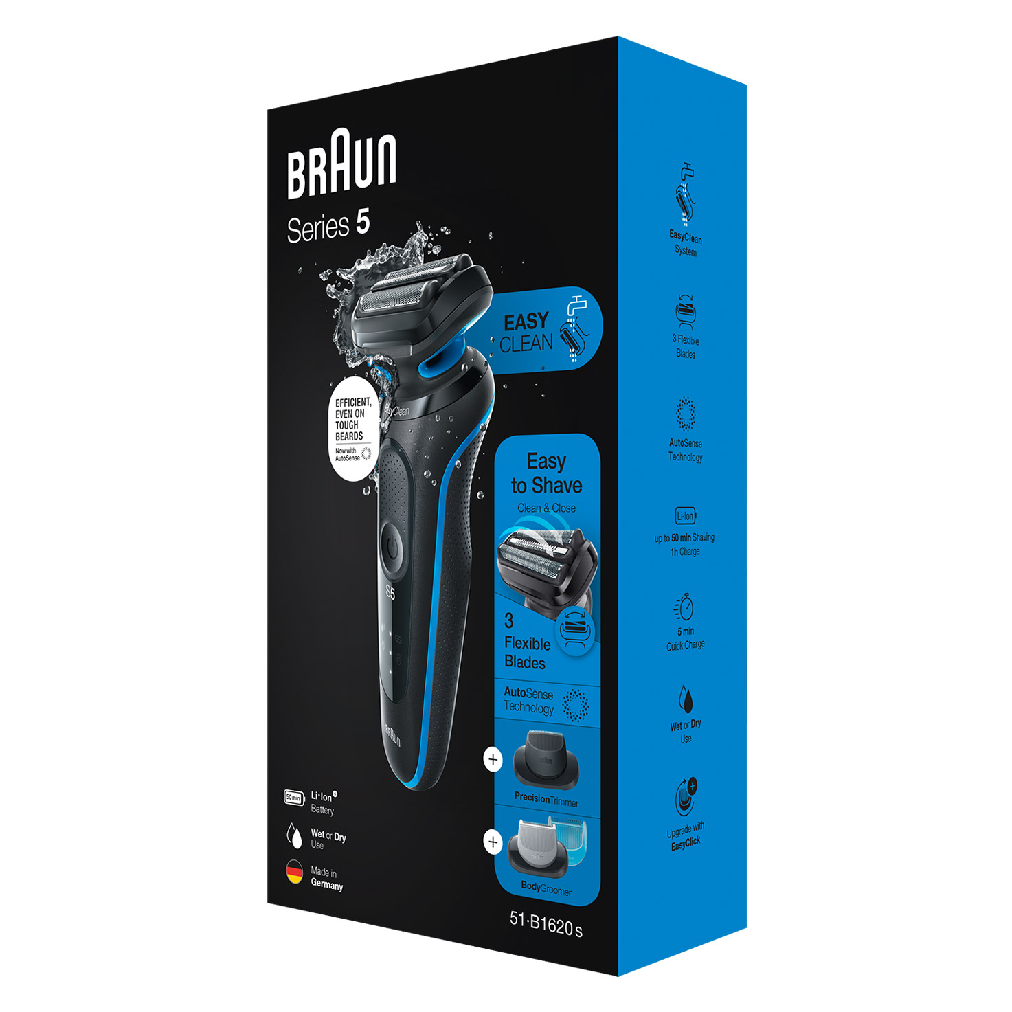 Series 5 51-B1620s Shaver for Men, Wet & Dry with AutoSense | Braun SG