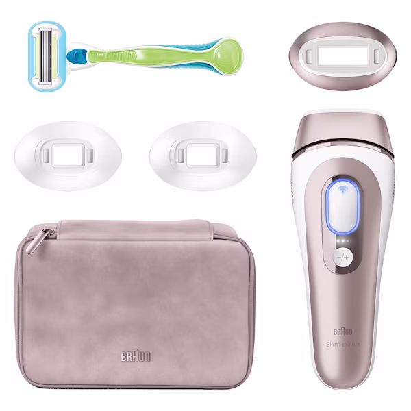 What´s in the box: Right-sided IPL device with beige pouch,Venus Extra smooth razor and three attachments What´s in the box: Right-sided IPL device with beige pouch,Venus Extra smooth razor and three attachments