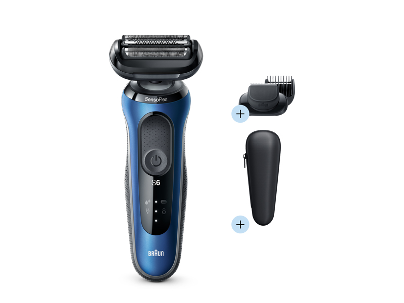 Series 6 61-B1500s Wet & case travel 1 blue. attachment, SG and Braun Dry shaver | with