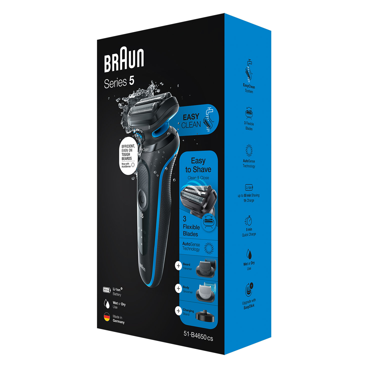 Series 5 51-B4650cs Shaver for Men, Wet & Dry with AutoSense