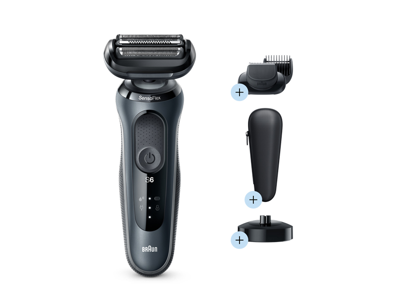 Series 6 61-N4500cs Dry shaver and attachment, grey. with | Braun SG 1 Wet stand charging 