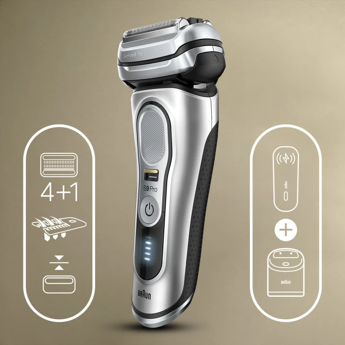 Series 9 Pro 9477cc Wet & Dry shaver with SmartCare center and PowerCase,  silver.