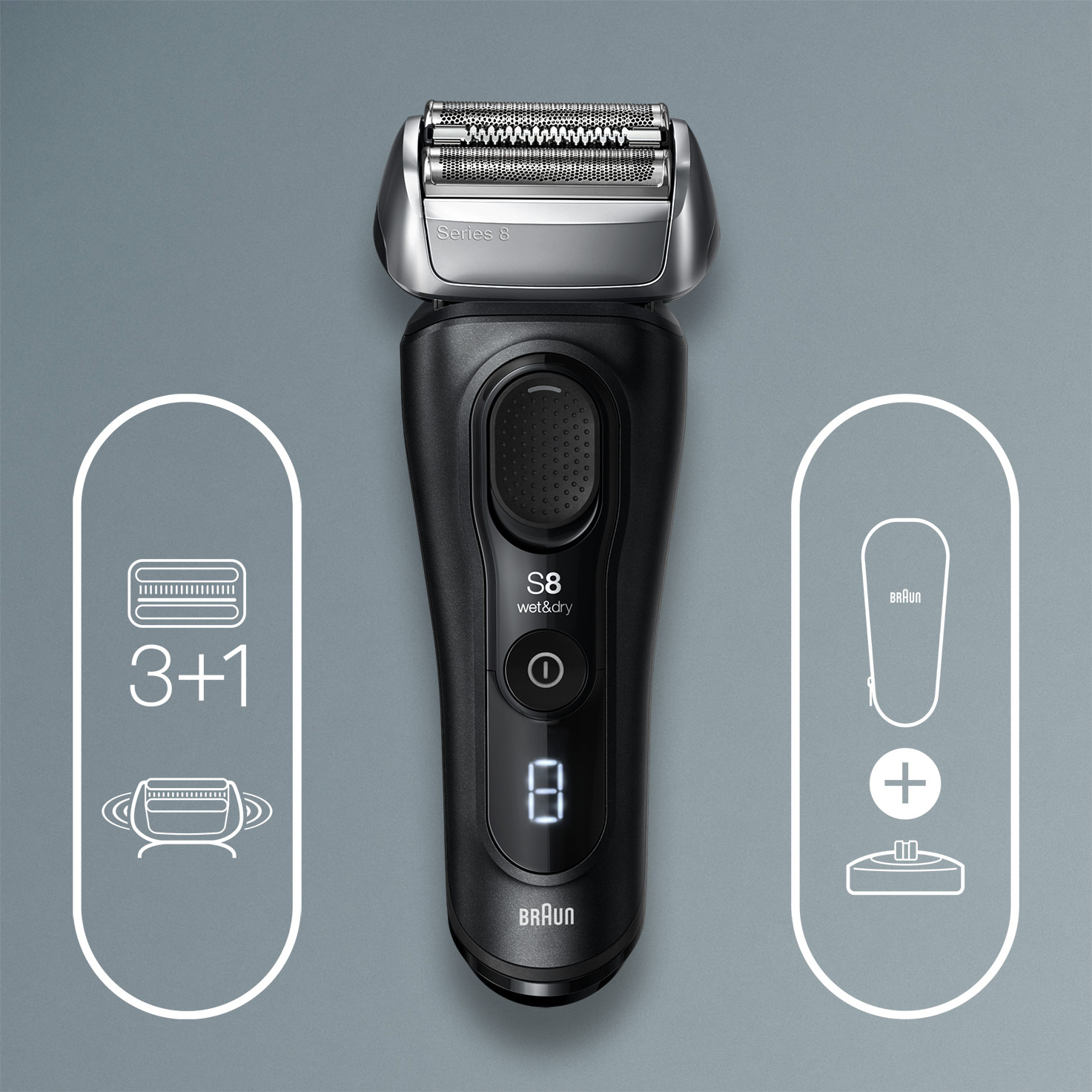 Series 8 8410s Wet & Dry shaver with charging stand and travel