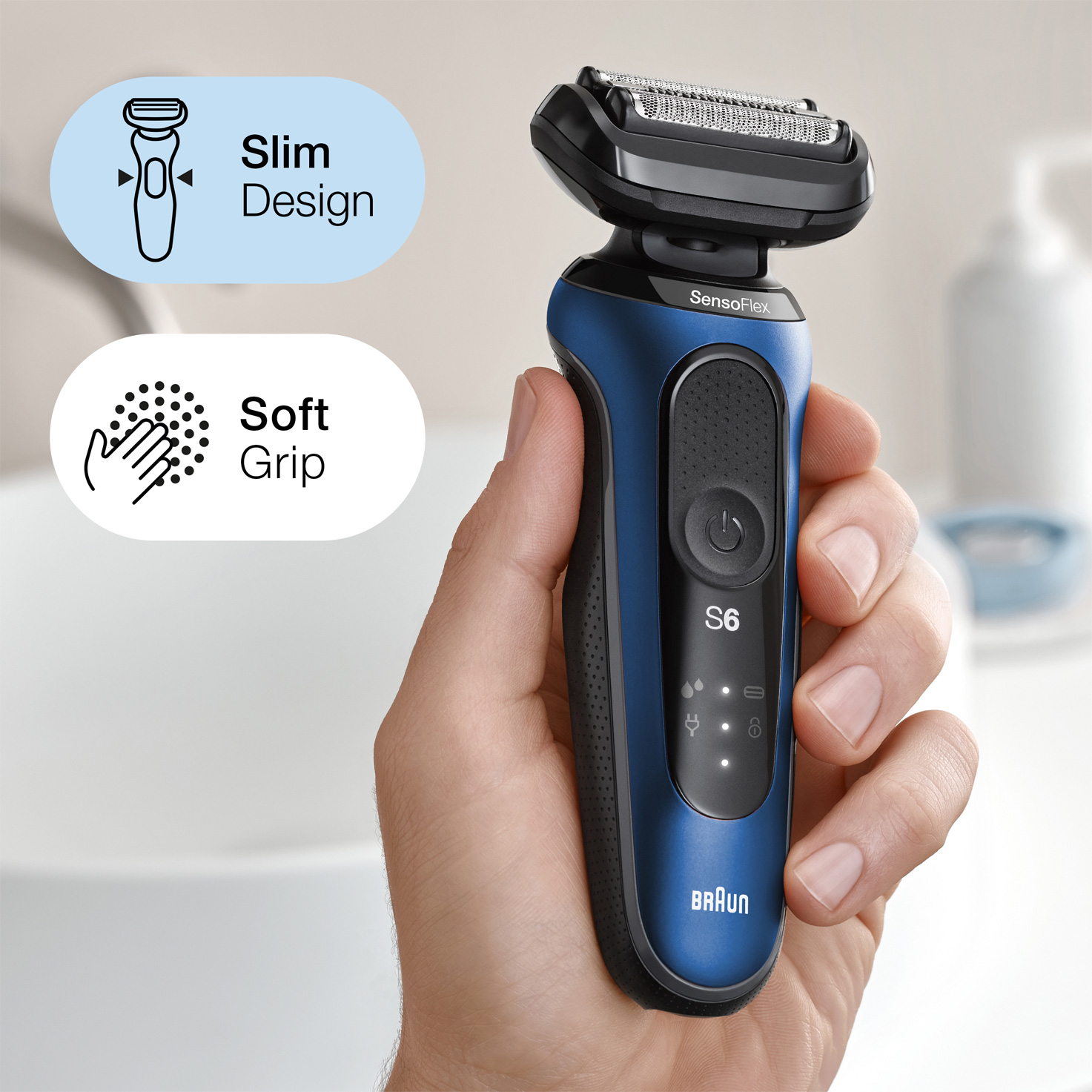 Series 6 61-B1500s Braun attachment, Dry travel 1 blue. Wet SG shaver case with | & and