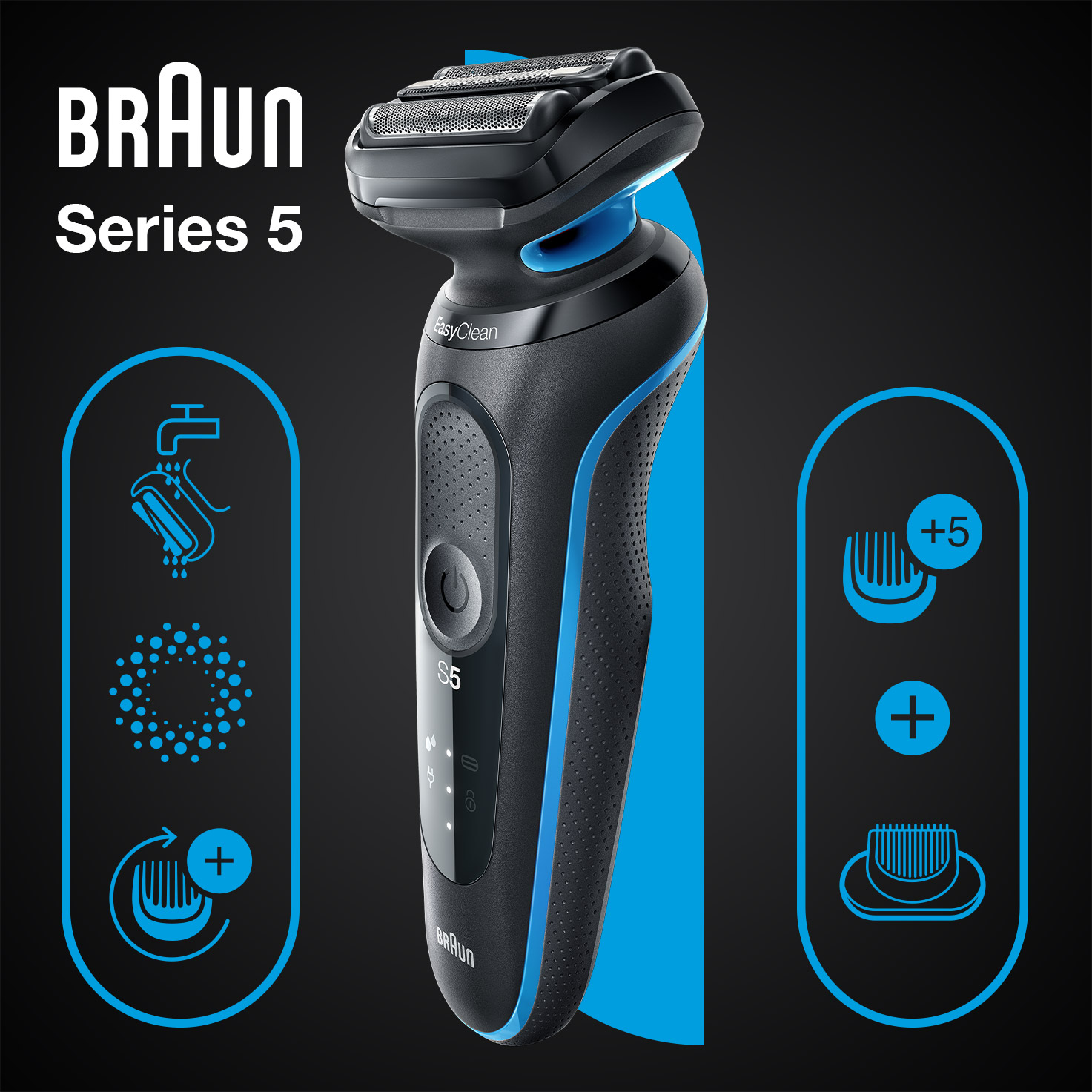 Series 5 51-B1500s Shaver for Men, Wet & Dry with AutoSense