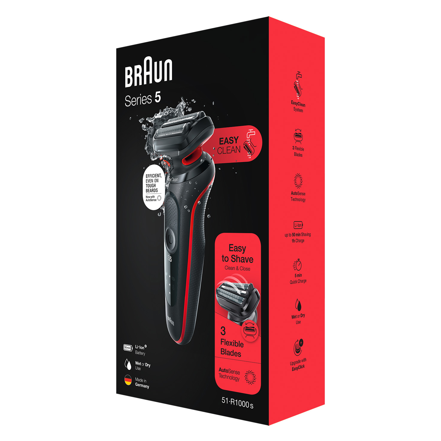 BRAUN ブラウン シリーズ5 51-M4500cs Series 5 51-M4500cs Shaver for Men, Wet & Dry with AutoSense