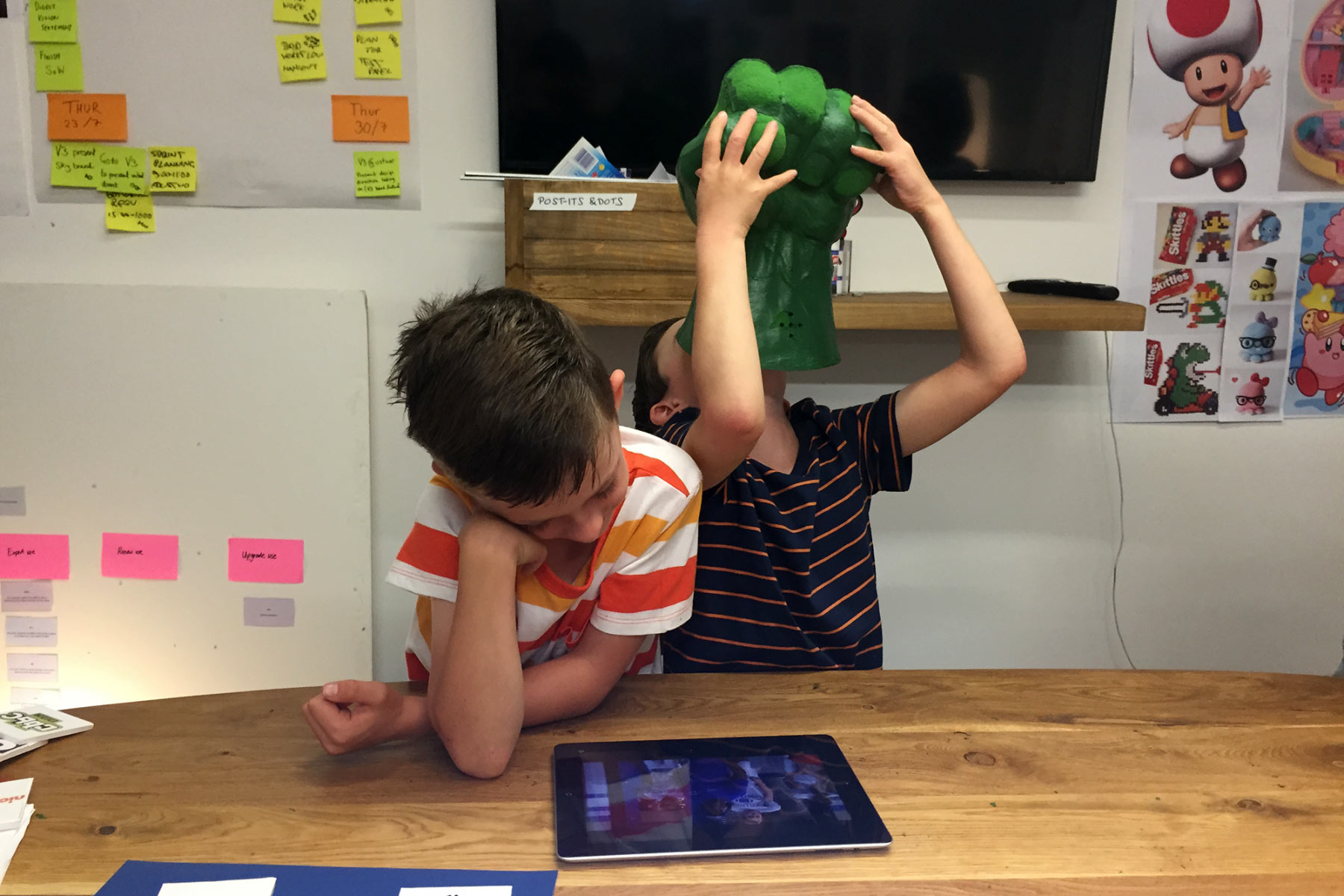 Children user-testing the Sky Kids app
