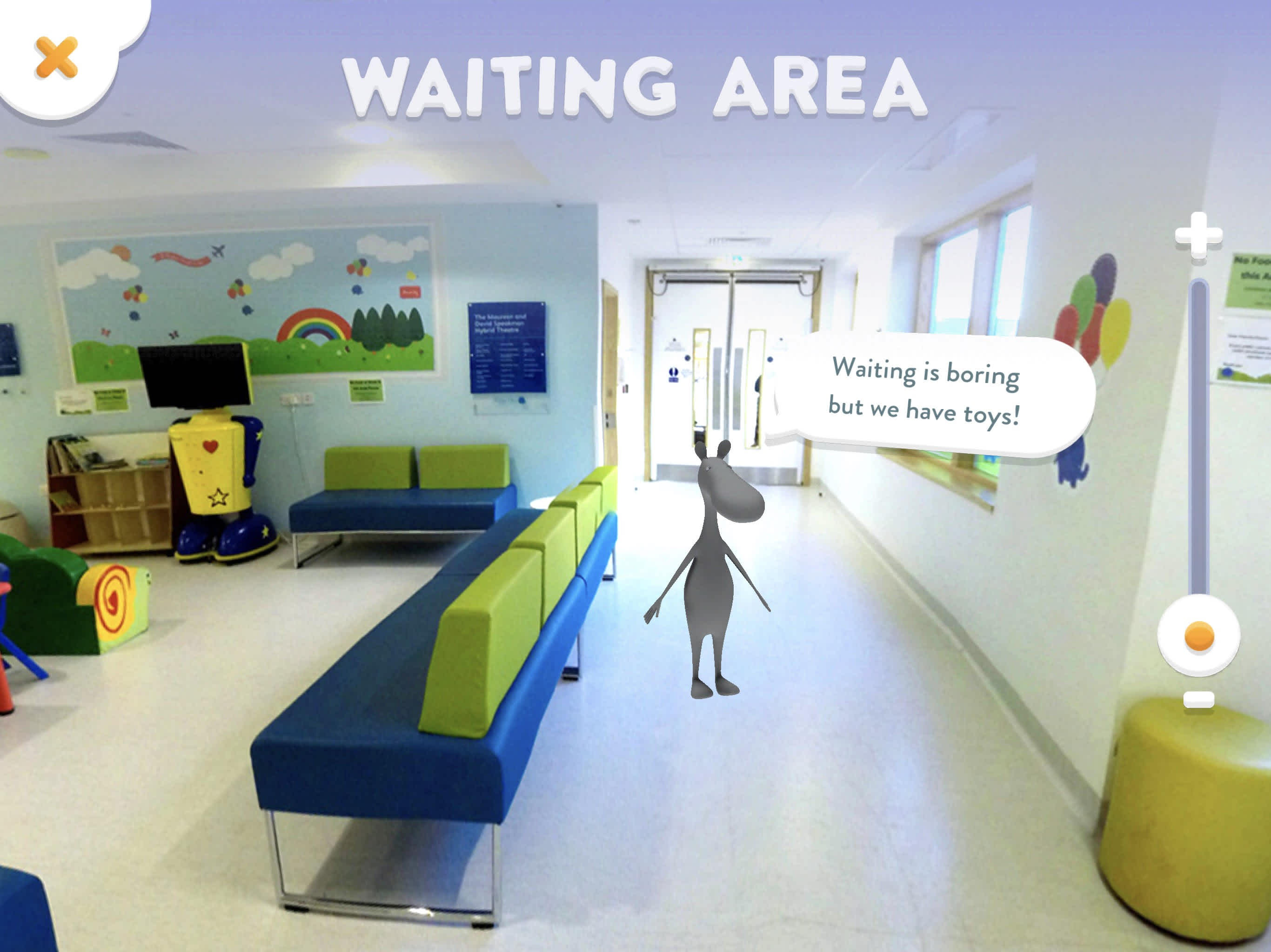In-app screen of hospital foyer