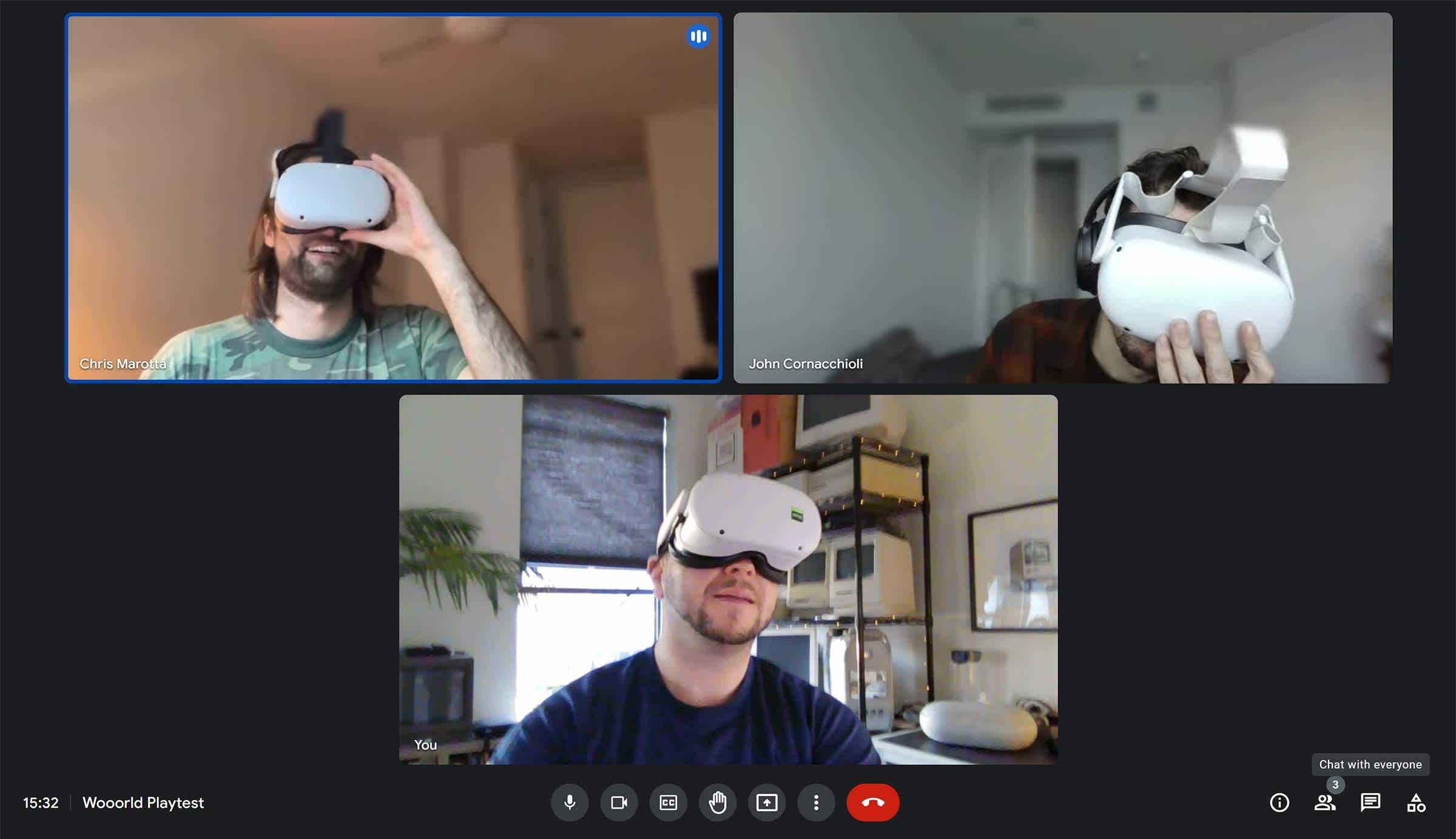 Screenshot of a Play Test with VR headsets