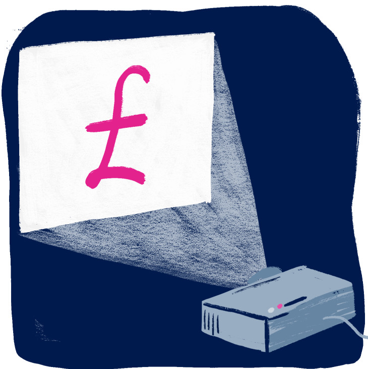 Illustration of an overhead projector with a pound sign