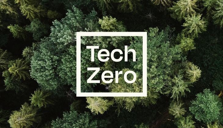 The Tech Zero logo overlaid on a photo by Olena Sergienko