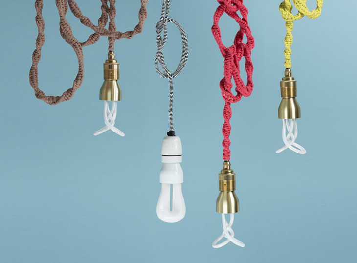 Stylish light bulbs hanging on cords 