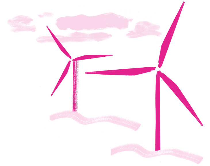 An illustration of wind turbines