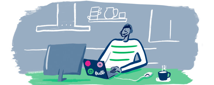 An illustration of Bulb team members working from home