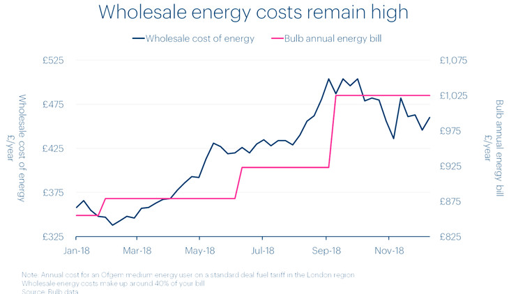 A graph showing the true cost of energy throughout the year
