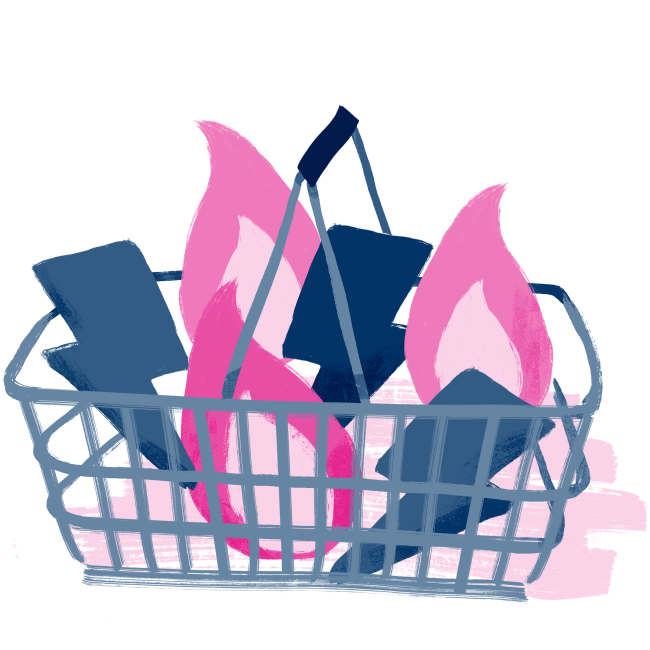 Illustration of a shopping basket filled with energy.