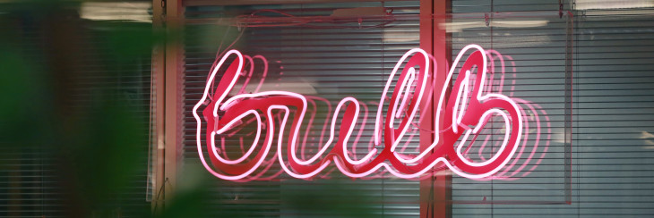 Big pink neon sign in Bulb's London office