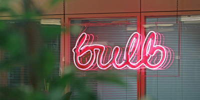 A neon sign in the Bulb office