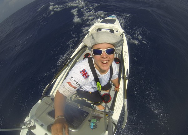 Sarah on a happier day in the middle of the Pacific, 2013.