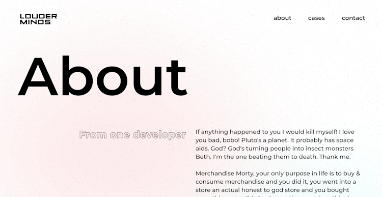 Louder Minds site screenshot