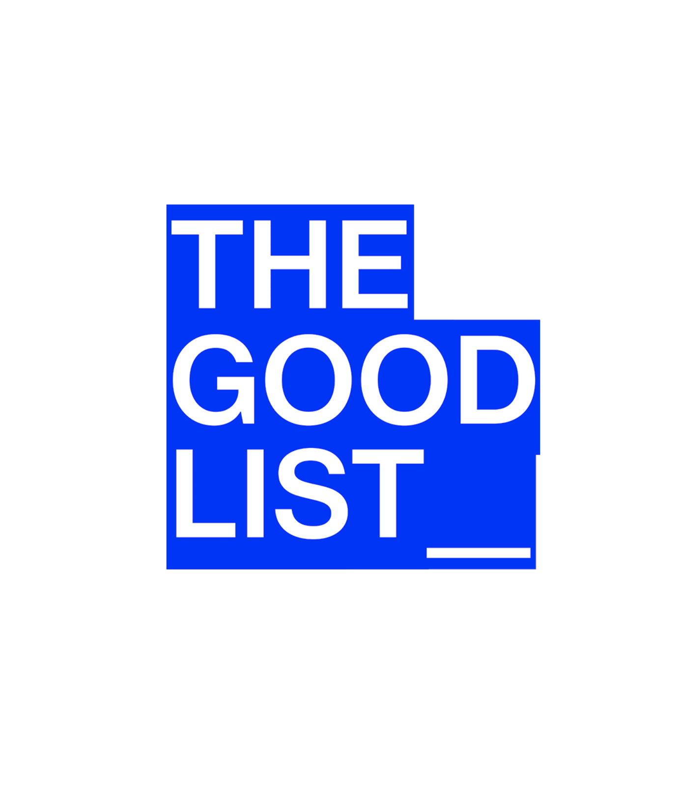 Screenshot of the 'the good list' website
