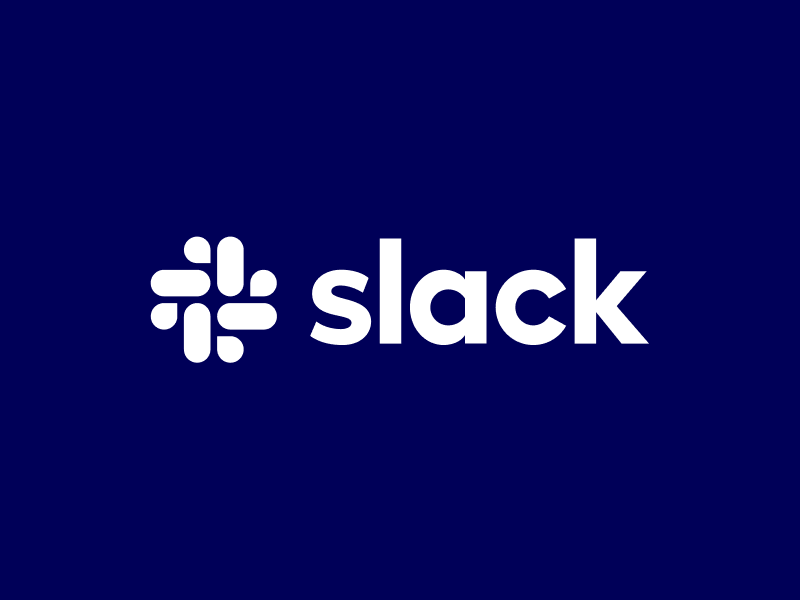 Slack Logo auf blauem Hintergrund